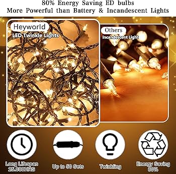 Heyworld Slow Twinkle Lights, 50 Led Soft Twinkling Mini Christmas